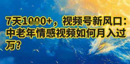 7天收益1k+，视频号新风口：中老年情感视频如何月入过W?-最全项目网