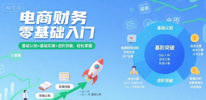 电商财务零基础入门，基础认知+基础实操+进阶突破，轻松掌握-最全项目网