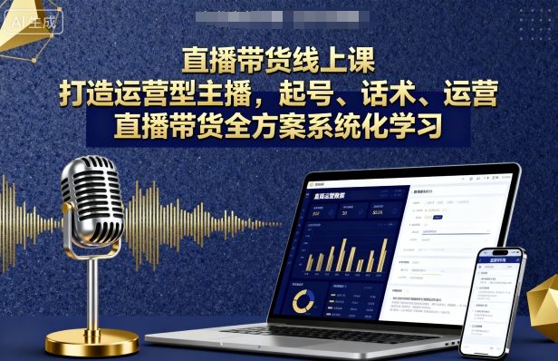 直播带货线上课，打造运营型主播，起号、话术、运营，直播带货全方案系统化学习-最全项目网