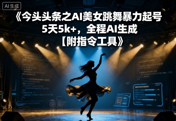 今日头条之AI美女跳舞暴力起号，5天1k+，全程AI生成【附指令工具】-最全项目网