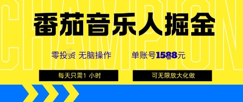番茄音乐人掘金，单账号最高可撸1k+，可无限矩阵去做，零投入-最全项目网
