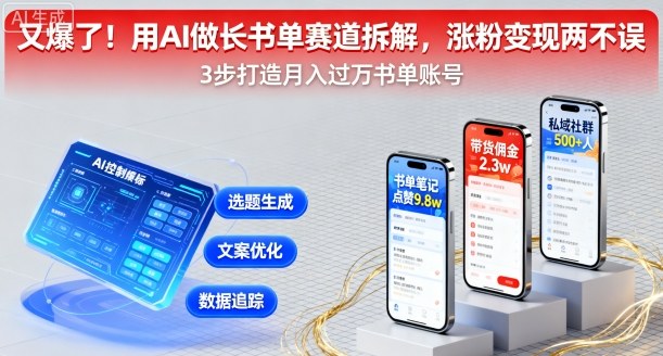 又爆了！用AI做长书单赛道拆解，涨粉变现两不误-最全项目网