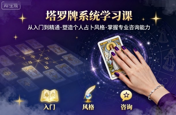 塔罗牌系统学习课，助你从入门到精通，塑造个人占卜风格，掌握专业咨询能力-最全项目网