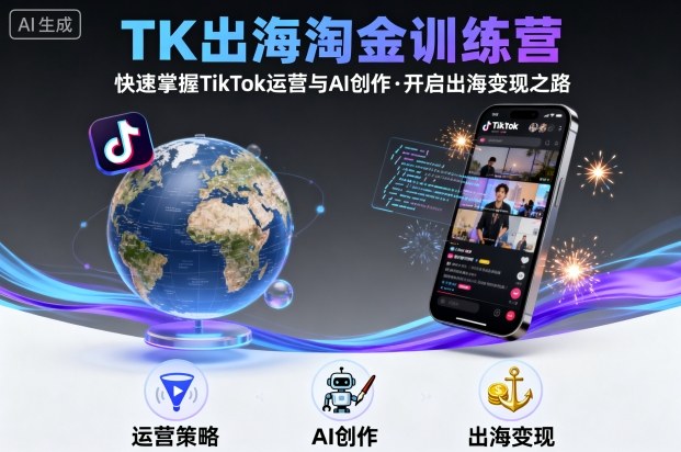 TK出海淘金训练营，助你快速掌握TikTok运营与AI创作，开启出海变现之路-最全项目网