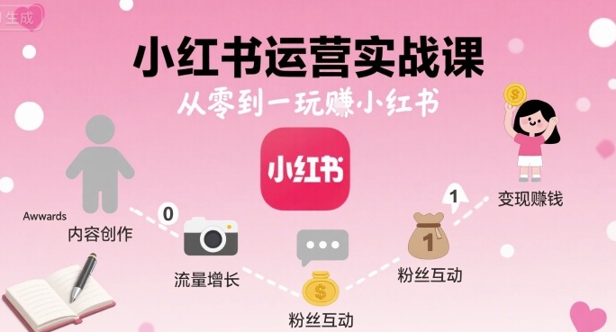 小红书运营实战课，从零到一玩賺小红书-最全项目网