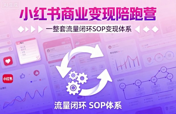 小红书商业变现陪跑营，轻IP矩阵 私域获客 聚光投流，一整套流量闭环SOP变现体系-最全项目网
