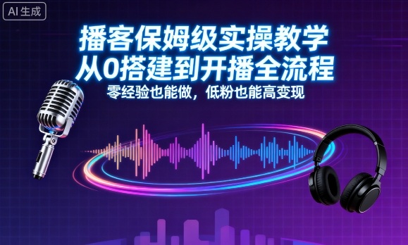 播客保姆级实操教学，从0搭建到开播全流程，零经验也能做，低粉也能高变现-最全项目网