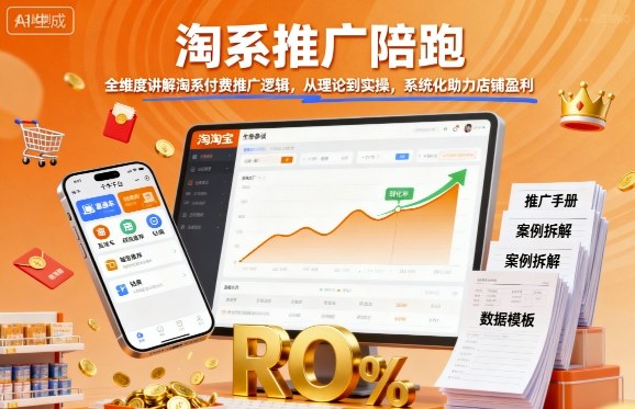 淘系推广陪跑，全维度讲解淘系付费推广逻辑，从理论到实操，系统化助力店铺盈利-最全项目网