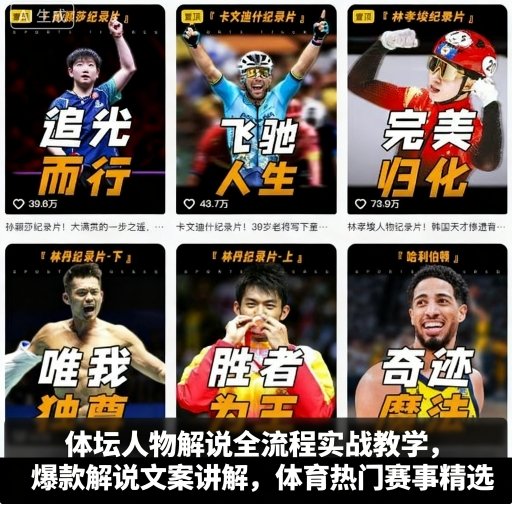 体坛人物解说全流程实战教学，爆款解说文案讲解，体育热门赛事精选-最全项目网
