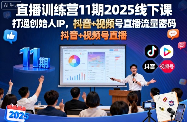 直播训练营11期2025线下课，打通创始人IP，抖音+视频号直播流量密码，教你做出高流量高变现的直播间-最全项目网