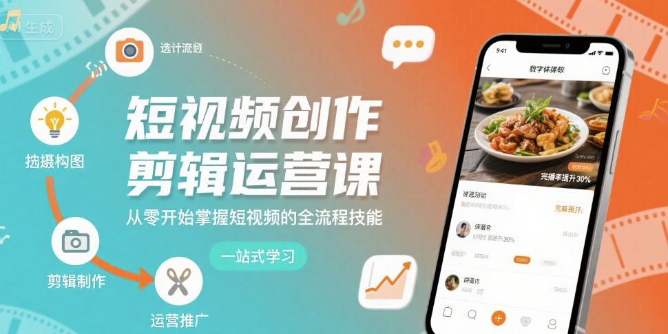 短视频创作剪辑运营课，从零开始掌握短视频的全流程技能-最全项目网