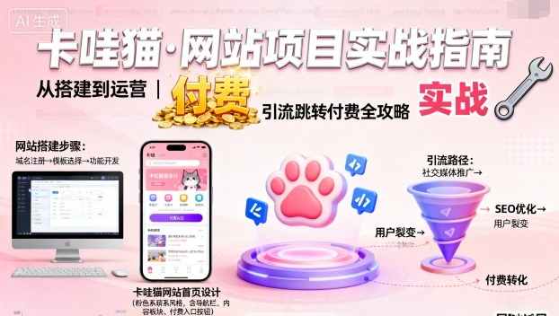 卡哇猫·网站项目，网站搭建与运营以及引流跳转付费-最全项目网