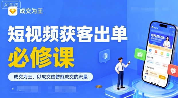 短视频获客出单必修课，成交为王，以成交为导向，直接做能成交的流量-最全项目网
