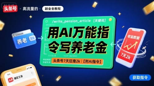 用AI万能指令写养老金，头条号7天狂撸2k【附AI指令】-最全项目网