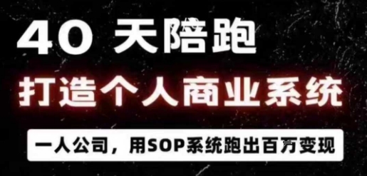 40天陪跑打造个人商业系统，一人公司，用SOP系统跑出百W变现-最全项目网
