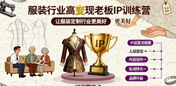 服装行业高变现老板IP训练营，让服装定制行业更美好-最全项目网