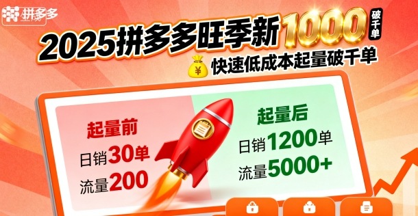2025拼多多旺季新老店铺——快速低成本起量破千单-最全项目网