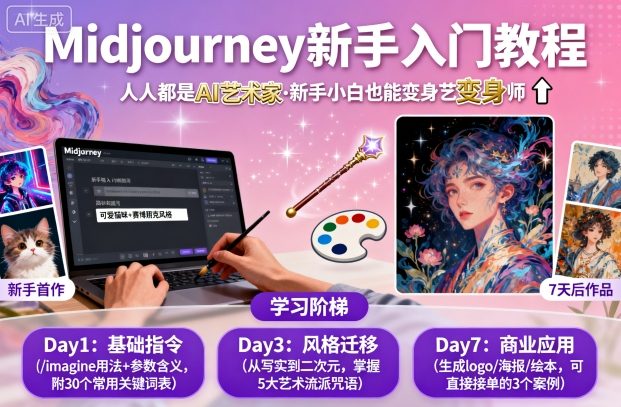 midjourney新手入门教程：人人都是AI艺术家，新手小白也能变身艺术大师-最全项目网
