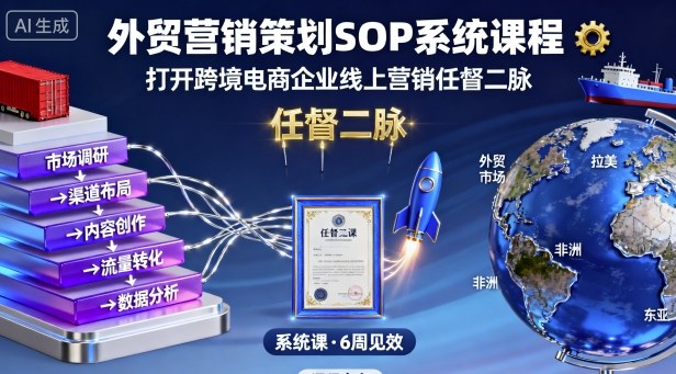 外贸营销策划SOP系统课程，打开跨境电商企业线上营销任督二脉-最全项目网