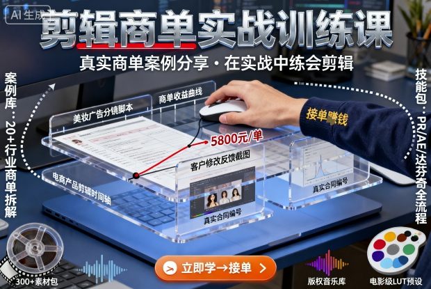 剪辑商单实战训练课，真实商单案例分享，在实战中练会剪辑-最全项目网