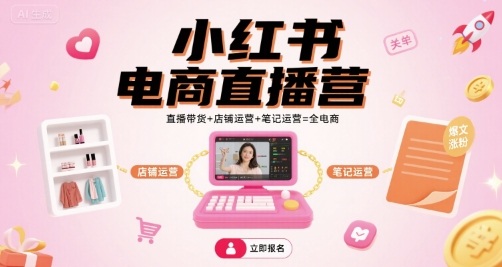 小红书电商直播营，直播带货+店铺运营+笔记运营=全电商-最全项目网
