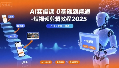 AI实操课0基础到精通-短视频剪辑教程2025-最全项目网