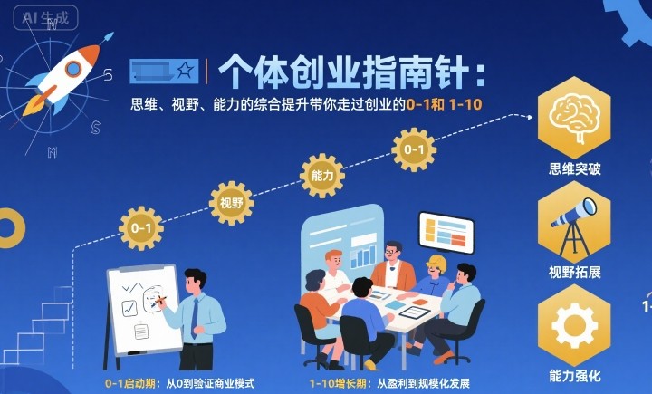 个体创业指南针，思维、视野、能力的综合提升带你走过创业的0-1和1-10【音频】-最全项目网