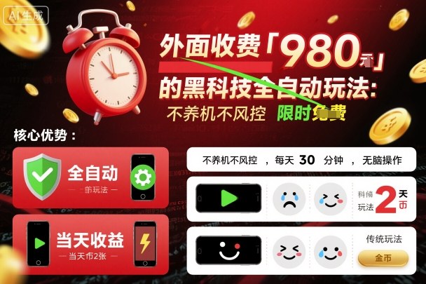 外面收费980的黑科技全自动玩法，不养机不风控，每天30分钟，无脑操作，当天收益2张【揭秘】-最全项目网