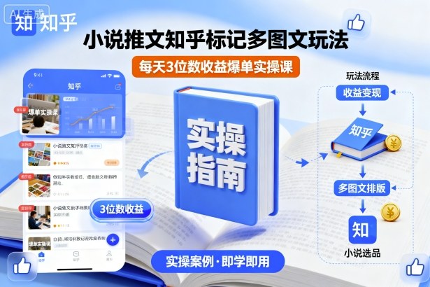 小说推文知乎标记多图文玩法，每天3位数收益爆单实操课-最全项目网