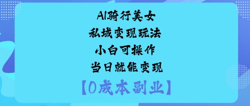 AI骑行美女私域变现玩法小白可操作当日就能变现-最全项目网