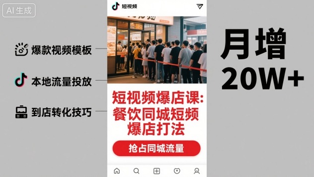 短视频爆店课，餐饮同城短视频爆店打法-最全项目网