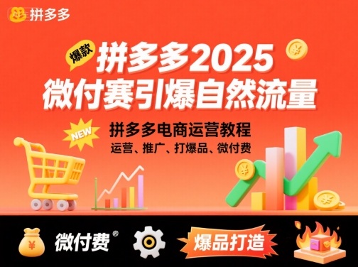 拼多多2025微付费引爆自然流量，拼多多电商运营教程，运营、推广、打爆品、微付费（更新）-最全项目网