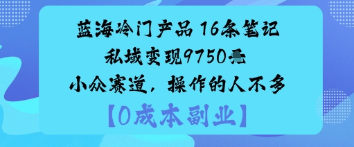 蓝海冷门产品：16条笔记私域变现9750米小众赛道，操作的人不多-最全项目网