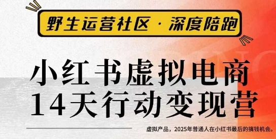 小红书虚拟电商14天变现训练营3.0，​虚拟产品，2025年普通人在小红书最后的搞钱机会-最全项目网