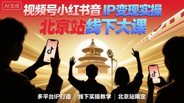 视频号小红书抖音IP变现实操北京站线下大课，40+行业短视频高变现姿势，100+IP高变现实操技术-最全项目网