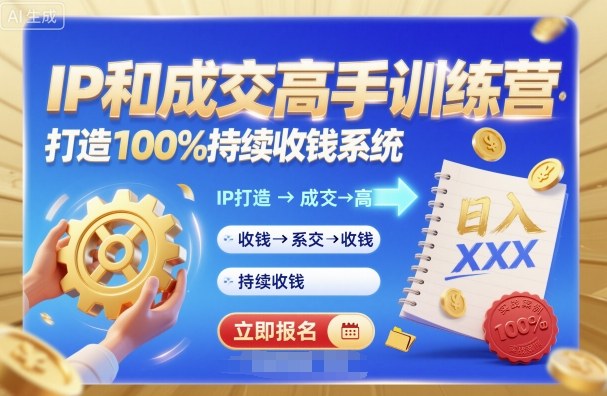 带你成为IP和成交高手的训练营，打造100%持续收钱系统-最全项目网