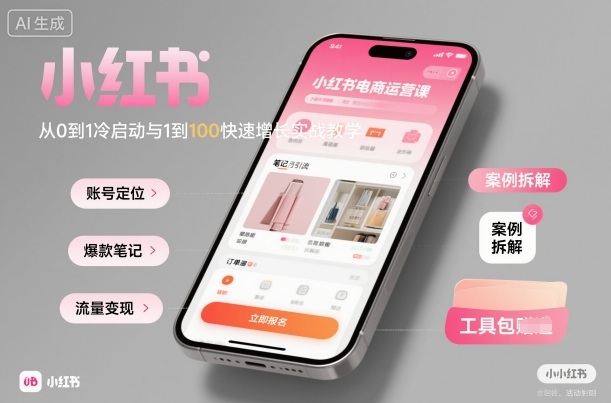 小红书电商运营课：从0到1冷启动与1到100快速增长实战教学-最全项目网
