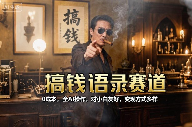 搞钱语录赛道，0成本，全AI操作，对小白友好，变现方式多样-最全项目网