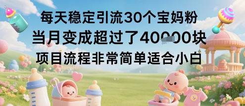 每天稳定引流30个宝妈粉当月变成超过了1W+项目流程非常简单适合小白-最全项目网