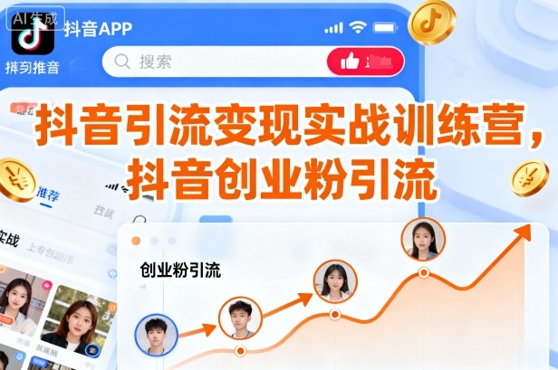 抖音引流变现实战训练营，抖音创业粉引流-最全项目网