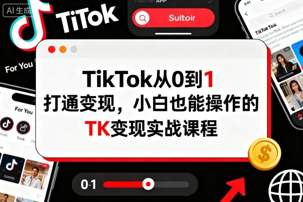 TikTok从0到1打通变现，小白也能操作的TK变现实战课程-最全项目网