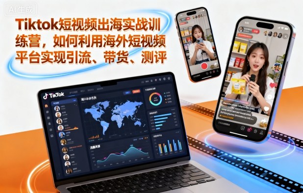 Tiktok短视频出海实战训练营，如何利用海外短视频平台实现引流、带货、测评-最全项目网