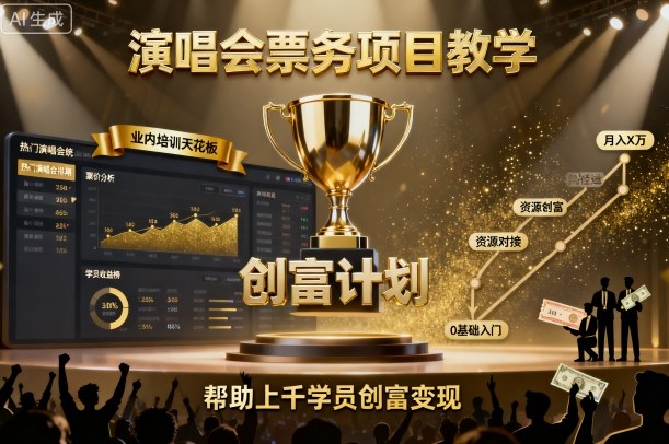 演唱会票务项目教学，业内培训天花板，帮助上千学员创富变现-最全项目网