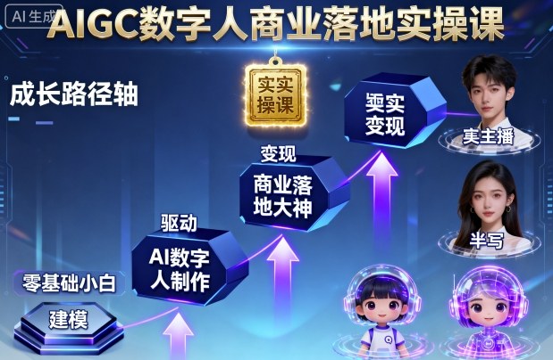 AIGC数字人商业落地实操课，从零基础小白到AI数字人大神-最全项目网