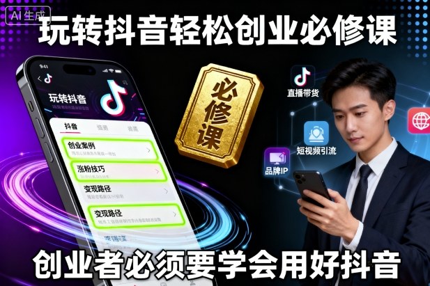 玩转抖音轻松创业必修课，创业者必须要学会用好抖音-最全项目网