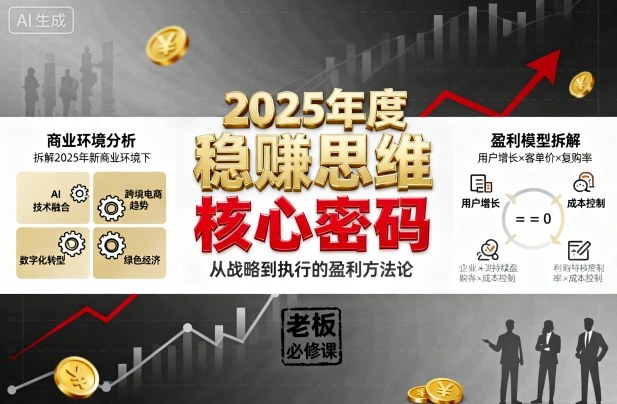 2025年度稳賺思维老板创业营，拆解2025年新商业环境下，企业实现持续盈利的核心密码-最全项目网
