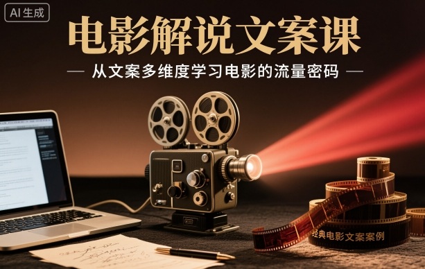 电影解说文案课，从文案多维度学习电影的流量密码-最全项目网