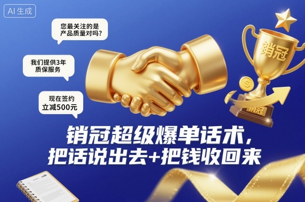 销冠超级爆单话术，把话说出去+把钱收回来-最全项目网