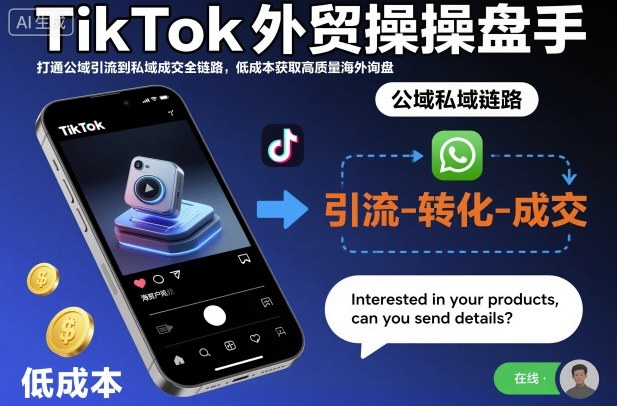 TikTok外贸操盘手，打通公域引流到私域成交全链路，低成本获取高质量海外询盘-最全项目网
