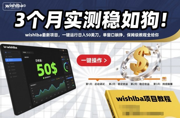 3个月实测稳如狗！wishlba最新项目，一键运行日入50美刀，单窗口躺挣，保姆级教程全给你【揭秘】-最全项目网